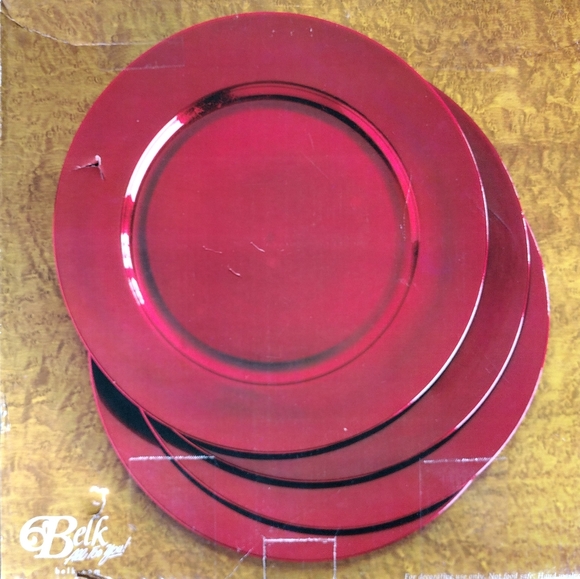 Set of 4 Red Charger Plates by HOME ACCENTS - Picture 3 of 3